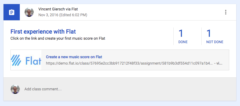 Music notation assignment on Google Classroom