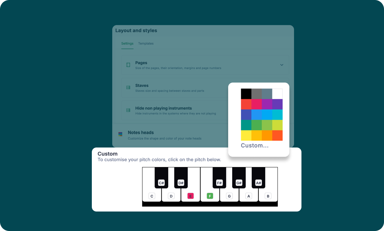 Boomwhackers and custom noteheads on Flat for Education