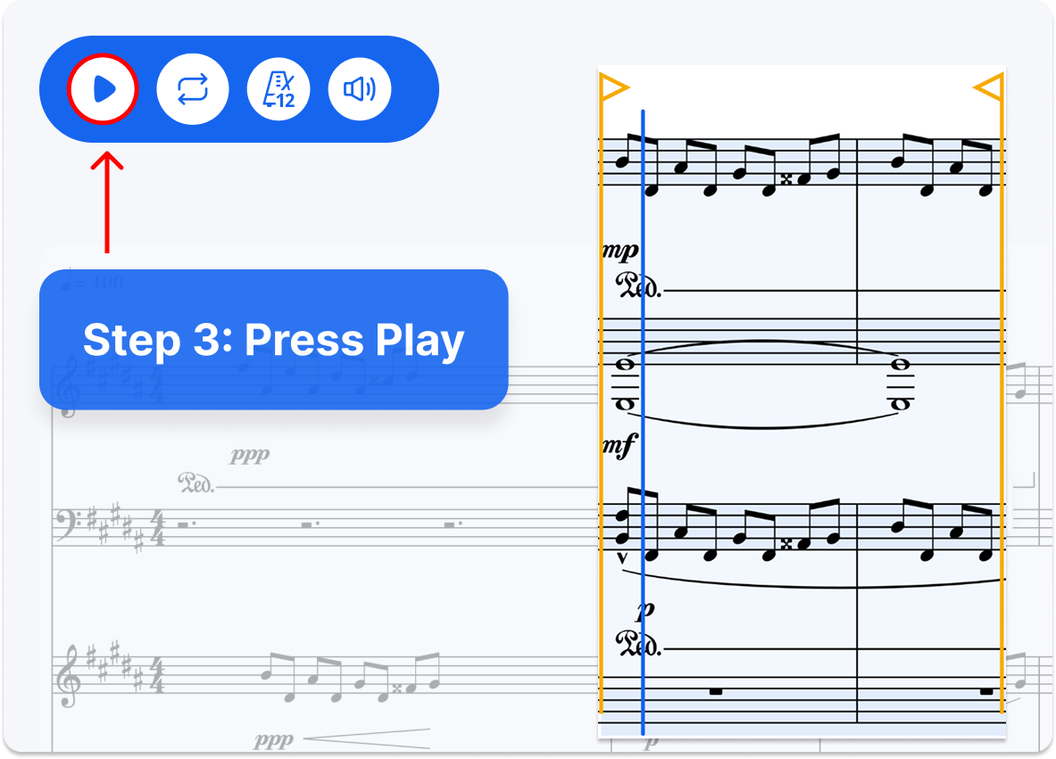 A loop running on the score