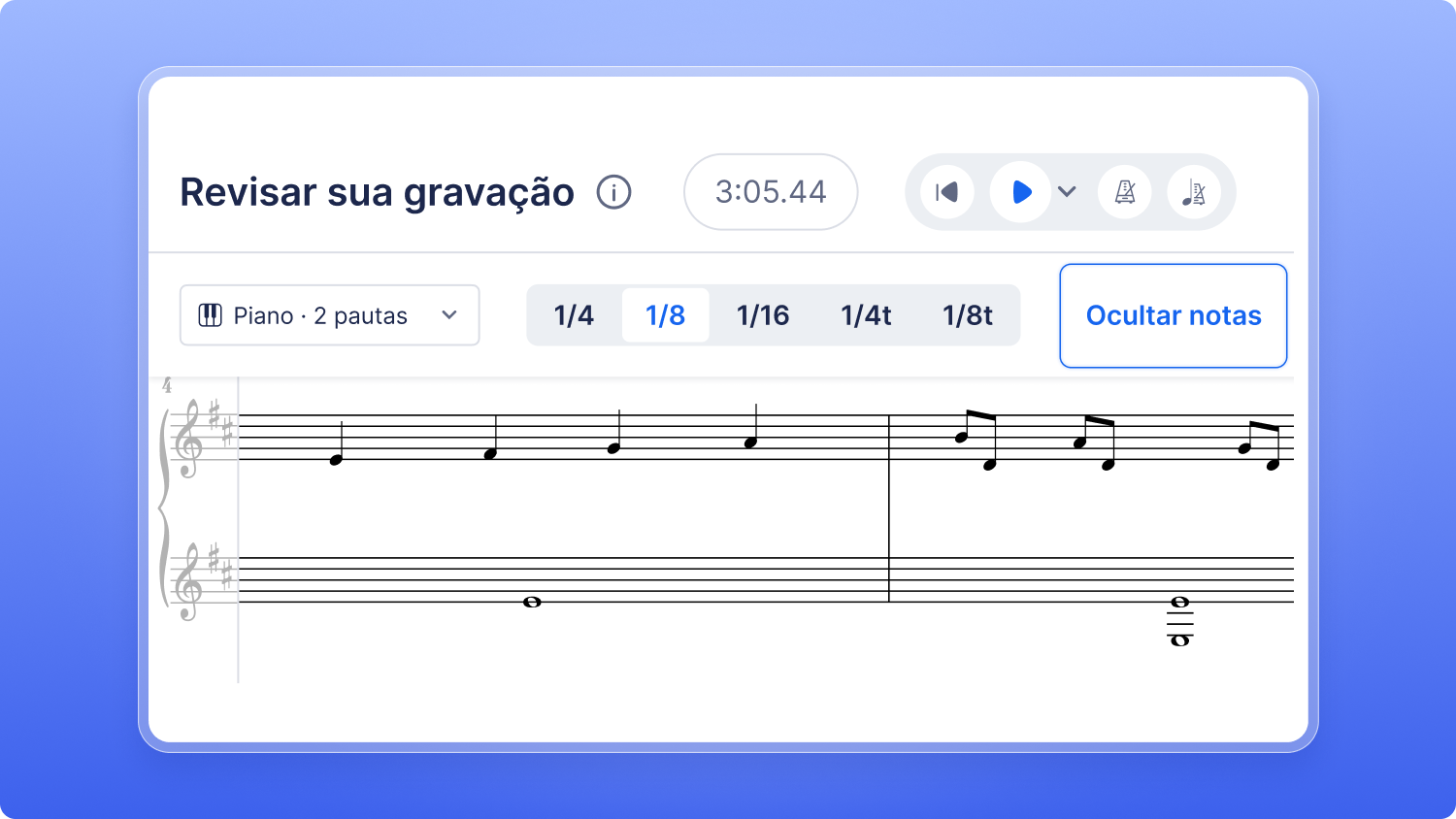 Botão para ocultar e mostrar as notas originais
