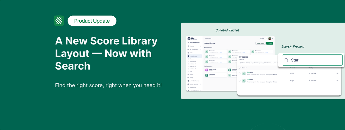 A More Organized Score Library in Flat for Education, Now with Search
