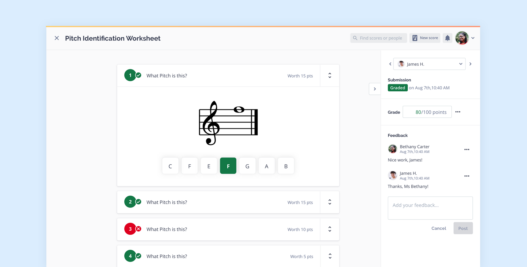 Generate auto-graded music theory worksheets