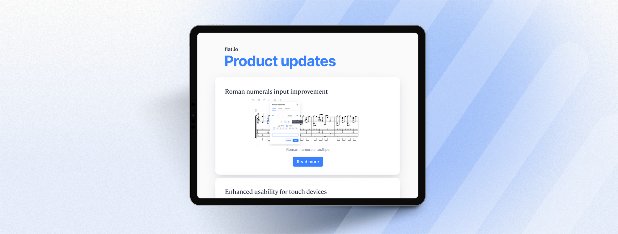 Flat updates, July 2023: Enhanced usability for touch devices, improved transposition by semi-tones, push notifications and more!