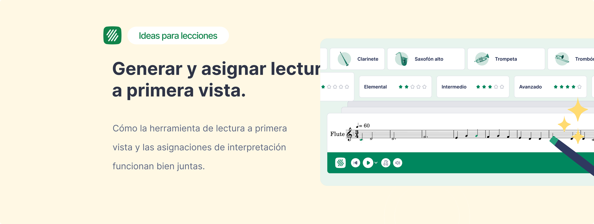 Cómo generar y asignar ejercicios de lectura a primera vista en Flat for Education