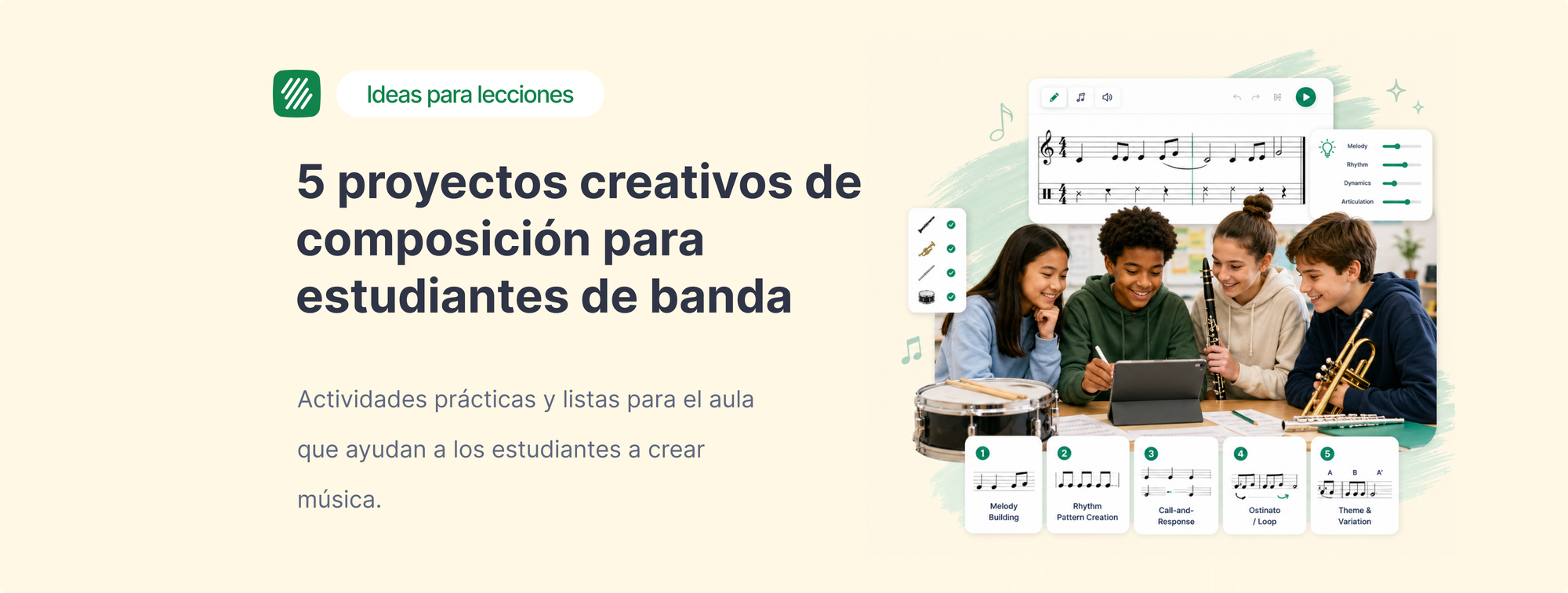 5 Proyectos de Composición para Estudiantes de Banda de Secundaria que Realmente Caben en tu Currículo