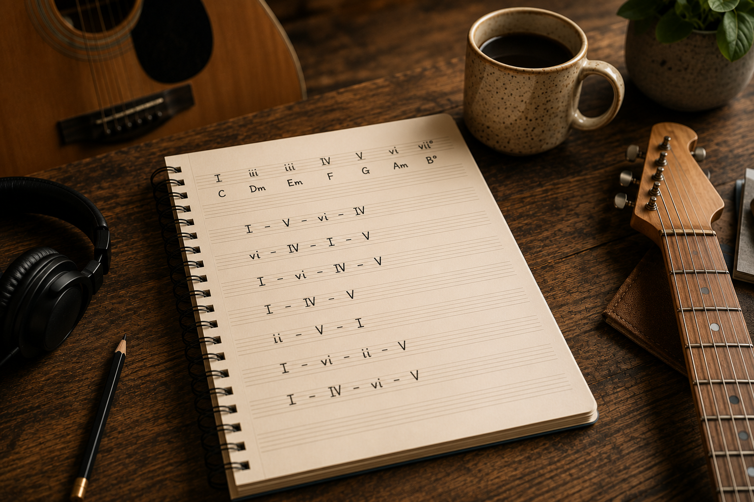 Chord progression chart: the essential progressions in any key