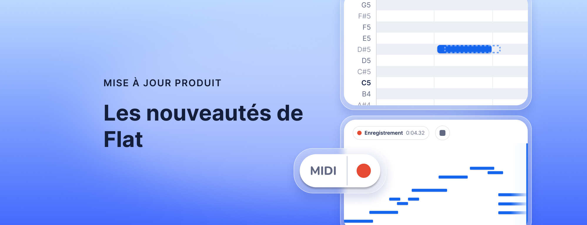 Nouveautés de Flat : Live MIDI, exports audio plus rapides, scans plus précis et tri des instruments