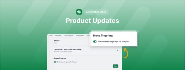 Flat for Education updates, December 2023: Brass fingering, rests within beams, new music fonts, and more!