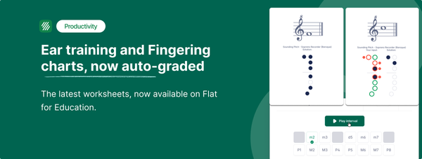 New Worksheets in Flat for Education: Interval Ear Training and Fingering, Now Auto-Graded